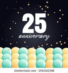 25 años de celebración, diseño vectorial para celebraciones, tarjetas de invitación y tarjetas de felicitación