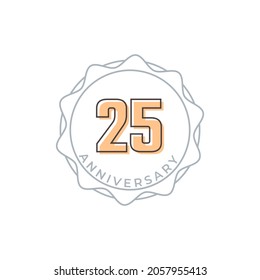 25 Year Anniversary Celebration Vector Badge. Happy Anniversary Greeting Celebrates Template Design Illustration