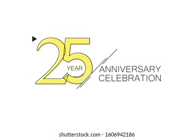 25 year Anniversary comical look, simple line art, Sleek and Clean Design for greeting card, invitation card - Vector
