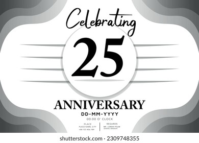 25 year anniversary flat black color logotype style with hand lettering on white background