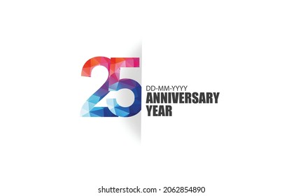 25 year anniversary full color polygon geometry style background for event, birthday, gift - vector