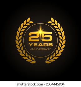 25 Year Anniversary with gold Vector Template Design Illustration