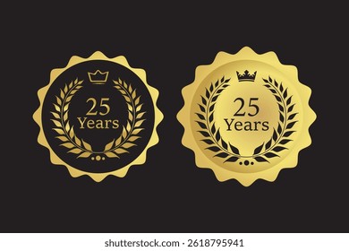 25 Year Anniversary with gold Vector Template Design Illustration, EPS10