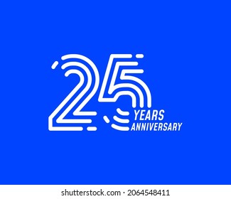 25 year anniversary logo design. Simple line number for celebration. Minimalist digital stripe