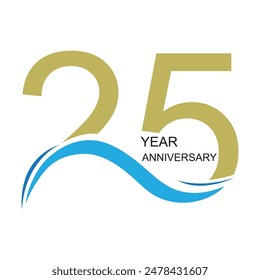 25 Jahre Jubiläums-Logo-Vektorgrafik für Unternehmen, Hochzeit, Gruß, Hintergrund