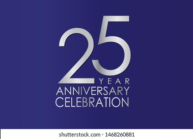 25 Year Anniversary Silver Color on Blue Background, For Invitation, banner, ads, greeting card - Vector