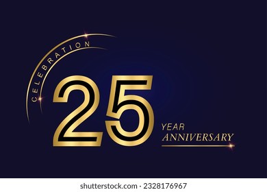 25-jähriges Vektorbanner-Template.Dark Blue Golden Royal Jubiläum Grafik Hintergrund.Growing Elegant Shine Spark. Luxus Premium Corporate Abstrakt Design Template.modern Shape Post.