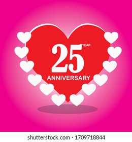 25 year anniversary, vector design with love for celebrations, invitation cards and greeting cards