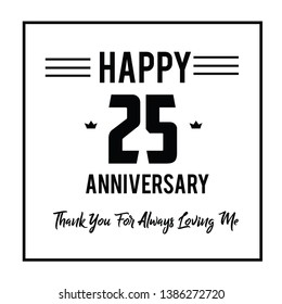 25 Year Anniversary Vector Template Design Illustration