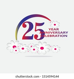 25 Year Anniversary Vector Template Design Illustration