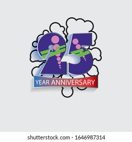 25 Year Anniversary Vector Template Design Illustration