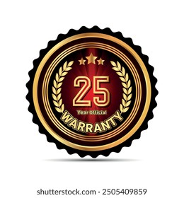 25 year warranty badge for packaging sticker and warranty seal stamp, warranty sticker