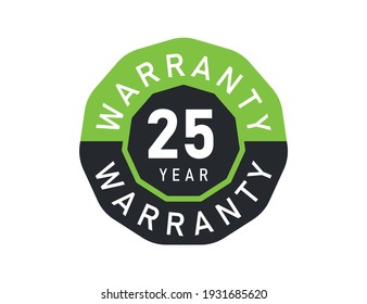 25 year warranty logo isolated on white background. 25 years warranty image