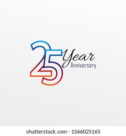 25 years anniversary celebration blue and orage Color Design logotype. anniversary logo isolated on White background, vector Horizontal number design for celebration -vector