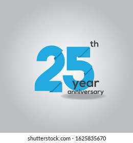 25 Years Anniversary Celebration Blue and White Vector Template Design Illustration