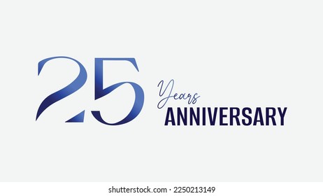 25 years anniversary celebration  blue anniversary logo. Vector illustration design for web, poster, flyers, greeting card.