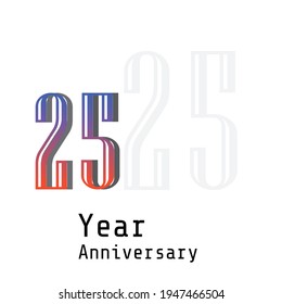 25 Years Anniversary Celebration Color Vector Template Design Illustration