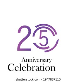 25 Years Anniversary Celebration Color Vector Template Design Illustration