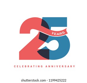 25 years anniversary celebration colorful logo with fireworks on white background. 25th anniversary logotype template design for banner, poster, card vector illustrator