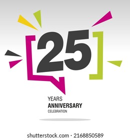 25 Years Anniversary celebration colorful white modern number logo icon banner svg