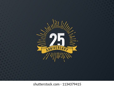 25 years anniversary celebration design with fireworks background