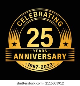 25 years anniversary celebration design template. 25th logo vector illustrations.
