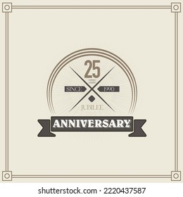 25 years anniversary celebration design template. 25th vintage logo vector illustrations.
