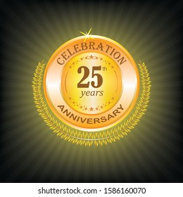 25 years anniversary celebration gold icon - Illustration