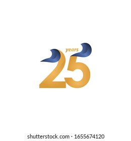 25 Years Anniversary Celebration Gold Elegant Vector Template Design Illustration