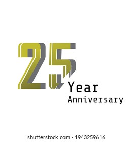 25 Years Anniversary Celebration Gold White Background Color Vector Template Design Illustration