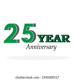 25 Years Anniversary Celebration Green Color Vector Template Design Illustration
