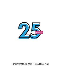 25 Years Anniversary Celebration Line Vector Template Design Illustration