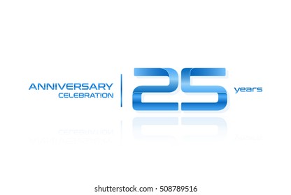 25 Years Anniversary Celebration Logo, Blue, Isolated On White Background