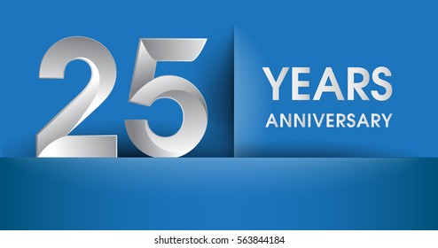 25 years Anniversary celebration logo, flat design isolated on blue background, vector elements for banner, invitation card and birthday party.