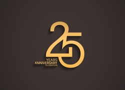 25 Years Anniversary Celebration Logotype With Elegant Gold Color For Celebration
