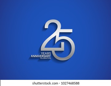 25 years anniversary celebration logotype with silver color isolated on blue background