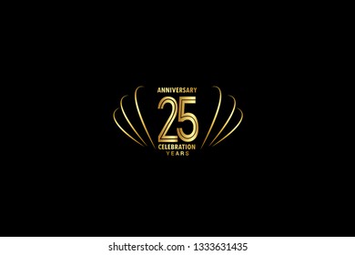 25 years anniversary celebration logotype. anniversary logo with golden and Spark light white color isolated on black background, vector design for celebration, invitation greeting card-Vector