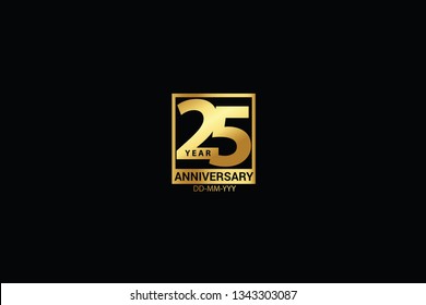 25 years anniversary celebration logotype. anniversary logo with golden and Spark light white color isolated on black background, vector design for celebration, invitation and greeting card-Vector