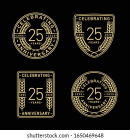 25 years anniversary celebration logotype. 25th anniversary logo collection. Set of anniversary design template. Vector and illustration.