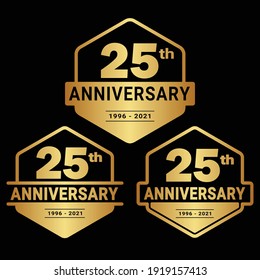 25 years anniversary celebration logotype. 25th anniversary logo collection. Set of anniversary design template. Vector and illustration.

