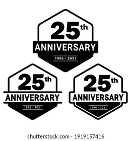25 years anniversary celebration logotype. 25th anniversary logo collection. Set of anniversary design template. Vector and illustration.
