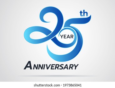 25 Years Anniversary celebration logotype style colored with shiny blue,Anniversary Template logo