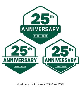 25 years anniversary celebration logotype. 25th anniversary logo collection. Set of anniversary design template. Vector and illustration.