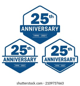 25 years anniversary celebration logotype. 25th anniversary logo collection. Set of anniversary design template. Vector and illustration.