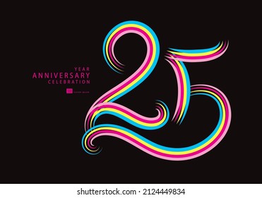 25 years anniversary celebration logotype colorful line vector, 25th birthday logo, 25 number, Banner template, vector design template elements for invitation card and poster, t shirt design vector