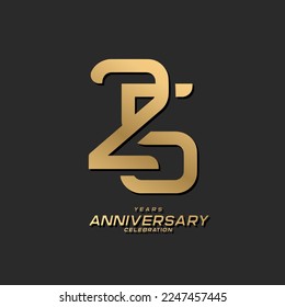 25 years anniversary celebration logotype with modern elegant number