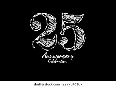 25 years anniversary celebration logotype white vector, 25th birthday logo, 25 number design, anniversary year banner, anniversary design elements for invitation card and poster. number design vector