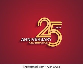 25 years anniversary celebration logotype with linked number gold and silver color isolated on red color. vector anniversary for celebration, invitation card, and greeting card svg