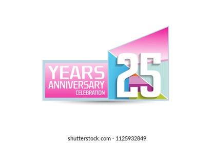 25 years anniversary celebration modern design with colorful pink color for celebration event. Vector design for celebration, invitation card, and greeting card