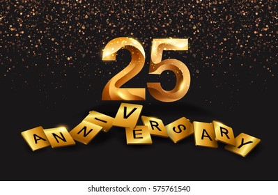 25 years anniversary celebration. Poster or brochure template. Vector illustration.